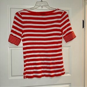 Ralph Lauren Vibrant Red and White Striped Long Sleeve Tee